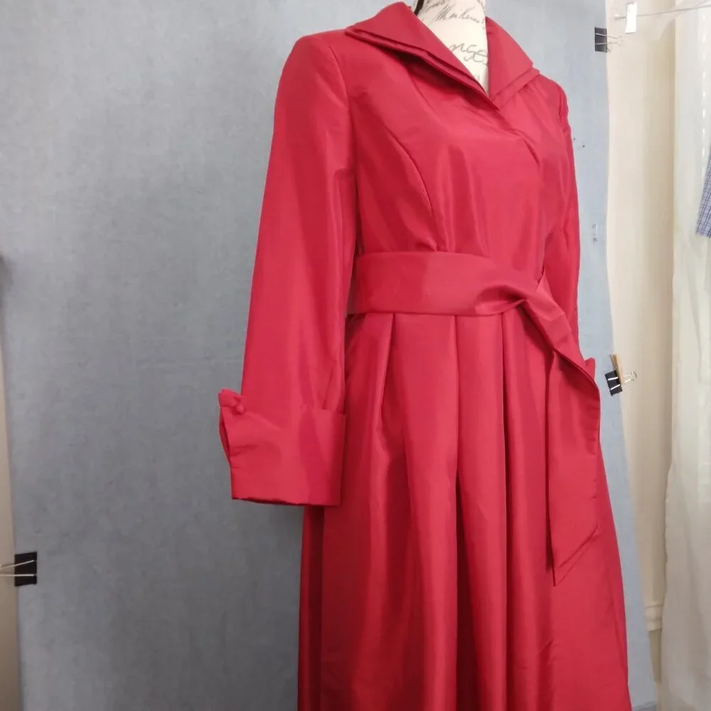 Nubiano | "Church Dress" Red Wrap Dress Belted | Size 12 - Picture 3 of 14
